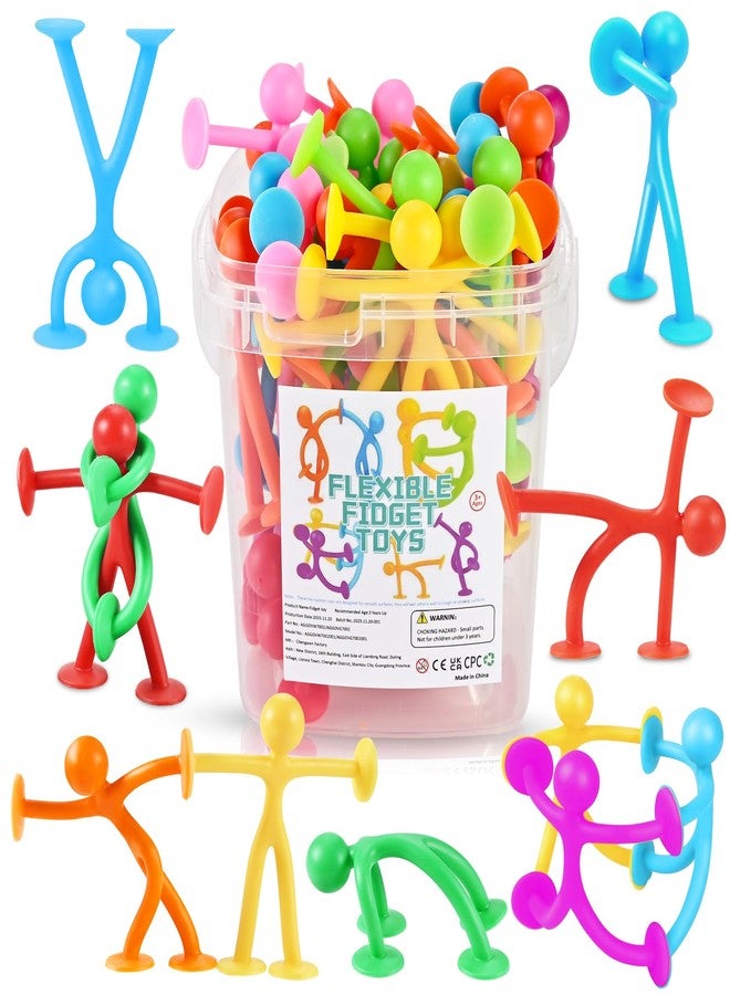 GOLDGE 28 Pack Suction Cup Fidget Toys Sensory Set - Pop, Pull & Stick Travel Sensory Toys for Kids with Autism, ADHD - Stress Relief Fidget Toy for Children Ages 3+, Assorted Colors for Boys & Girls - Image 1